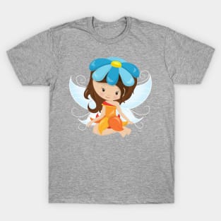 Cute Fairy, Magic Fairy, Brown Hair, Flowers T-Shirt